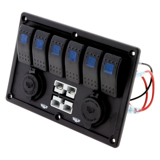HULK 4X4 6-WAY SWITCH PANEL W/ 50A PLUGS ACCESSORY SOCKET & DUAL USB